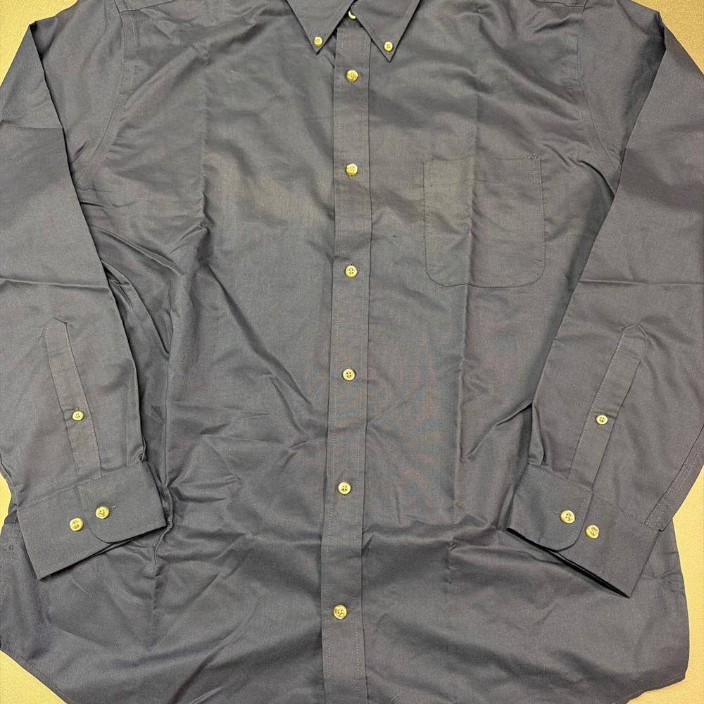 St. Johns Bay Mens XL Tall Navy Blue Iron Free Button Down Shirt Big & Tall